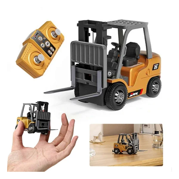 Şarjlı Mini Metal Forklift (Uzaktan Kumandalı) - Kumandadan Hareketli, Gerçekçi İnşaat Deneyimi! - Görsel 3