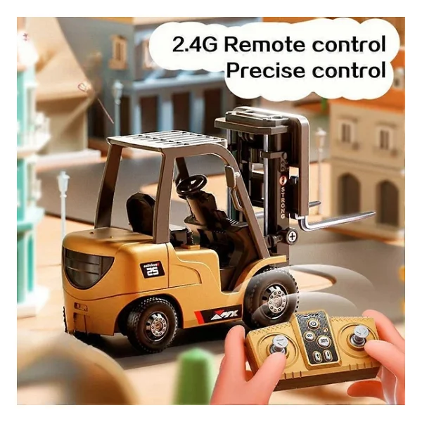 Şarjlı Mini Metal Forklift (Uzaktan Kumandalı) - Kumandadan Hareketli, Gerçekçi İnşaat Deneyimi! - Görsel 4