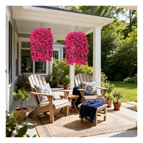 Yapay Çiçek Fuşya Begonvil Çiçeği 5 Dallı 60cm Sarkan Çiçek Bg605 - Görsel 4