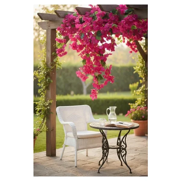 Yapay Çiçek Fuşya Begonvil Çiçeği 5 Dallı 60cm Sarkan Çiçek Bg605 - Görsel 8