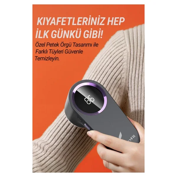 Veryfit Şarjlı (Type C) Tüy Tiftik Toplama Toplayıcı Temizleme Makinesi 2 Adet Yedek Bıçak Hediyeli - Görsel 2