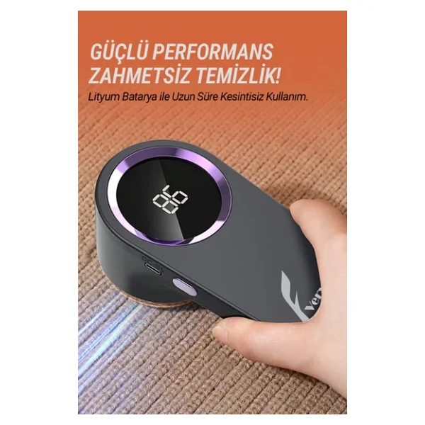Veryfit Şarjlı (Type C) Tüy Tiftik Toplama Toplayıcı Temizleme Makinesi 2 Adet Yedek Bıçak Hediyeli - Görsel 7