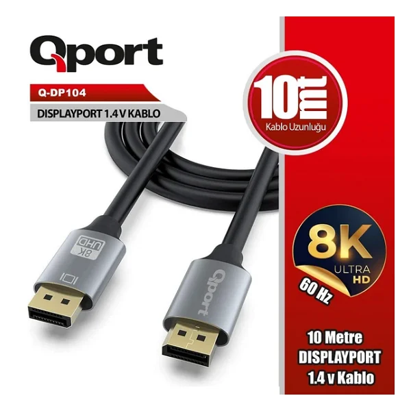 Qport Q-Dp104 10 M 8K Displayport Kablo - Görsel 6