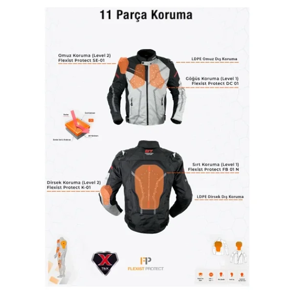 Forte Gt 2003003 Niagara Plus Erkek 3 Mevsim Motosiklet Montu - Görsel 6