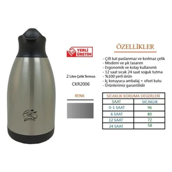 Cooker Ckr-2006 2 Lt Çelik Termos - Görsel 5