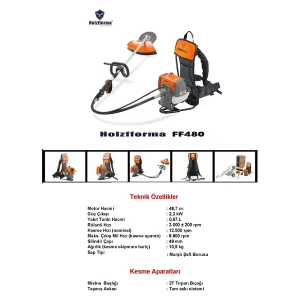 Holzfforma Ff480 3,0 Hp Benzinli Sırt Tırpanı - Görsel 2