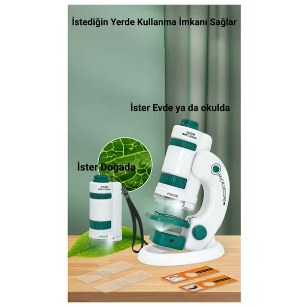 Multizone 180x LED Işıklı Mikroskop Seti 21 Parça Taşınabilir Eğitici Çocuk Deney Kiti - Görsel 8