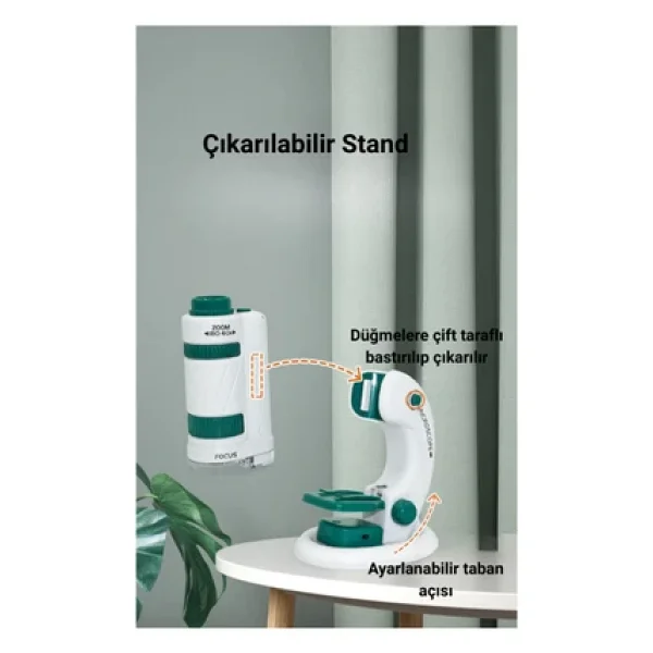 Multizone 180x LED Işıklı Mikroskop Seti 21 Parça Taşınabilir Eğitici Çocuk Deney Kiti - Görsel 3