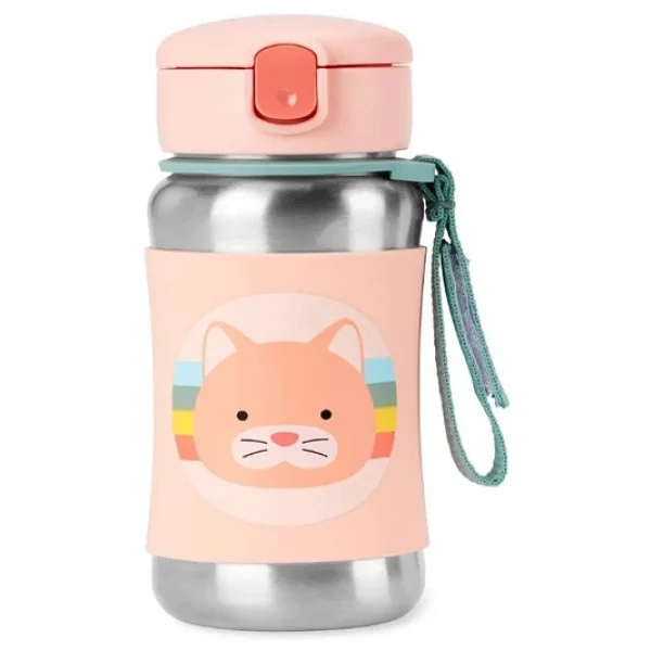 Skip Hop Zoo Kedi 350 Ml Pipetli Paslanmaz Çelik Suluk - Görsel 5