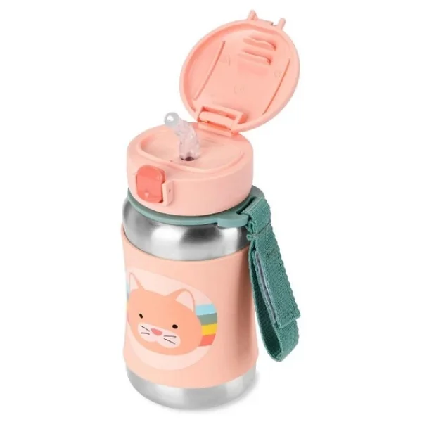 Skip Hop Zoo Kedi 350 Ml Pipetli Paslanmaz Çelik Suluk - Görsel 6