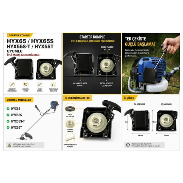 Hyundai Starter Komple Hyx65 / Hyx65s / Hyx55s-T / Hyx55t Uyumlu İpli Marş Mekanizması - Görsel 2