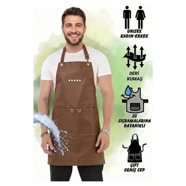Hawk Era Önlük Kişiye İsme Firmaya Özel Şef Garson Restaurant Kafe Aşçı Mutfak Barista Kuaför Deri İş Önlüğü - Görsel 4