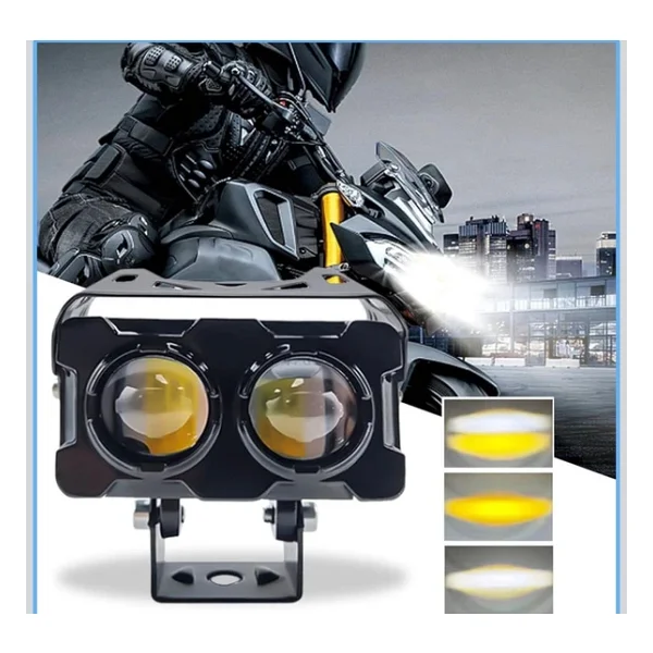Astra LED 2 Adet LED Spot Işık Ve Sarı Beyaz Projektör Lens 2 Gözlü Dikdörtgen Baykuş LED Off Road Lamba Motosiklet - Görsel 7