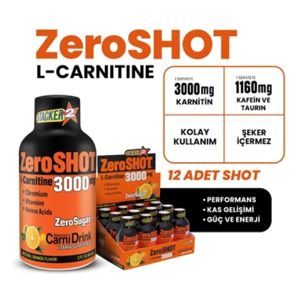 Zeroshot L-Carnitine 3000 Mg 12 X 60 Ml Portakal Aromalı - Görsel 2