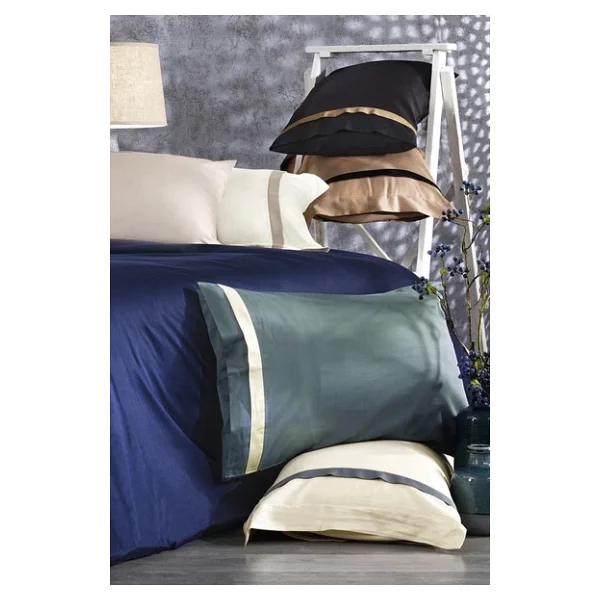 Nazik Home Elite Organik Pamuk Saten 6 Parça Nevresim Takımı Siyah / Kahve Çift Kişilik - Görsel 3