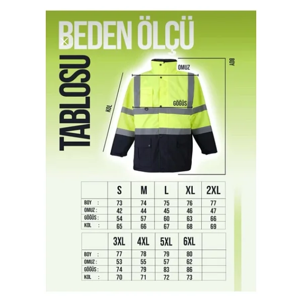 Maysafe Oxford Reflektörlü 5+1 Parka Mont Yüksek Görünürlüklü Mont İş Kabanı - Görsel 3
