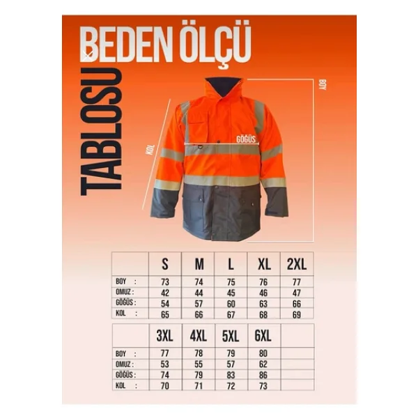 Maysafe Oxford Reflektörlü 5+1 Parka Mont Yüksek Görünürlüklü Mont İş Kabanı - Görsel 6
