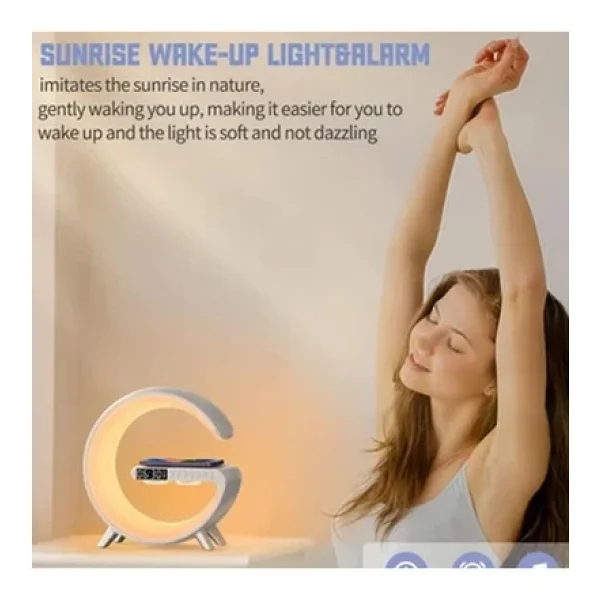 Coverzone Telefon Kablosuz Şarj İstasyonu Speaker Özellikli LED Işıklı Fm Radyolu Bluetooth Speaker Bt3401 - Görsel 4