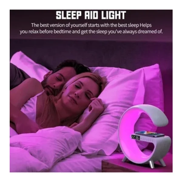 Coverzone Telefon Kablosuz Şarj İstasyonu Speaker Özellikli LED Işıklı Fm Radyolu Bluetooth Speaker Bt3401 - Görsel 6