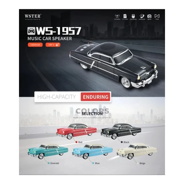 Coverzone Kablosuz Hoparlör Bluetooth 1957 Lincoln Capri Görünümlü Bluetooth Klasik Araba Hoparlör Ws-1957 - Görsel 5