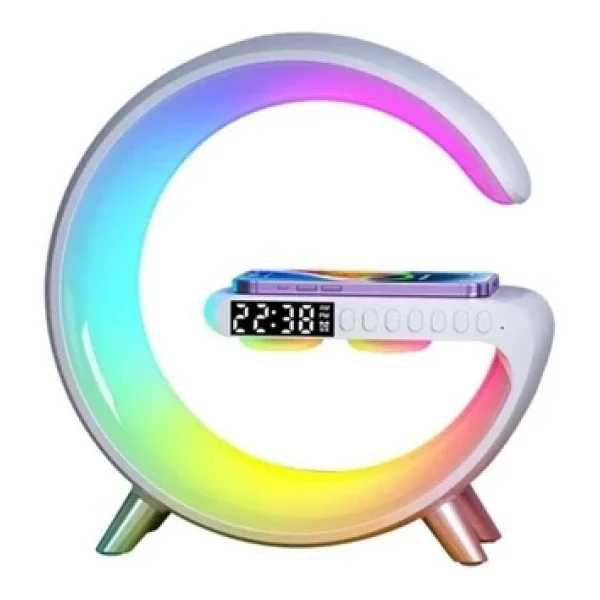 Coverzone Telefon Kablosuz Şarj İstasyonu Speaker Özellikli LED Işıklı Fm Radyolu Bluetooth Speaker Bt3401 - Görsel 3