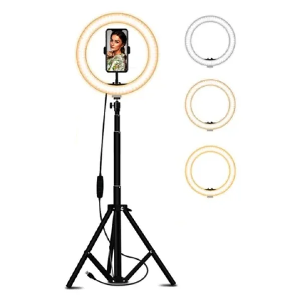 Coverzone Youtuber LED Işıklı Halka 13 İnch Selfie/Yayıncı/Makyaj Işığı 210 Cm Tripod - Görsel 3
