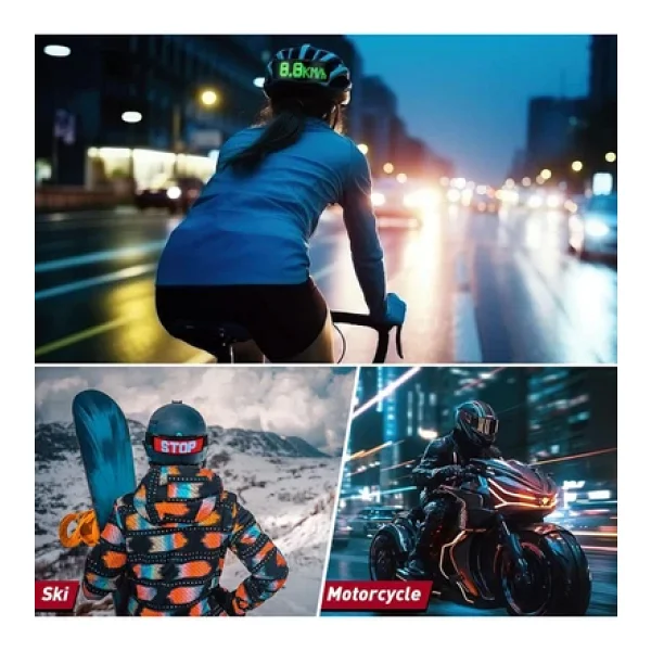 Coverzone Motosiklet-Bisiklet Kask Arkası LED Panel Kask Motorsiklet Aksesuar Bluetooth Uygulamalı - Görsel 8
