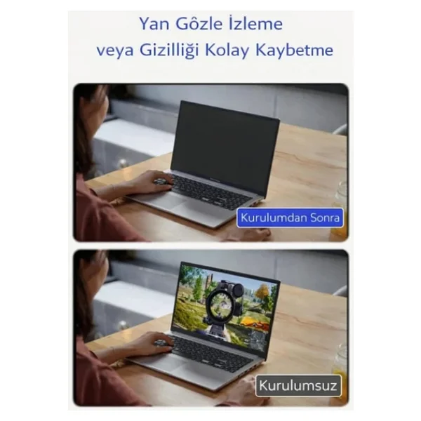 Coverzone 16 İnç Laptop Ve Notebook İle Uyumlu Gizlilik Filtresi Privacy Screen Anti-Spy Film 34.5x21.6cm Yan Açı Karartma Göz Koruma Anti Glare Uv Koruma Parmak İzi Önleyici Pet Ekran Koruma (16 İnç) - Görsel 7