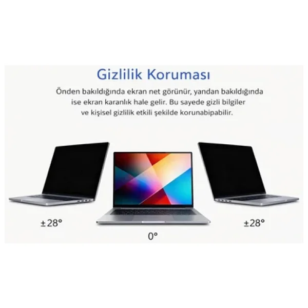 Coverzone 16 İnç Laptop Ve Notebook İle Uyumlu Gizlilik Filtresi Privacy Screen Anti-Spy Film 34.5x21.6cm Yan Açı Karartma Göz Koruma Anti Glare Uv Koruma Parmak İzi Önleyici Pet Ekran Koruma (16 İnç) - Görsel 4