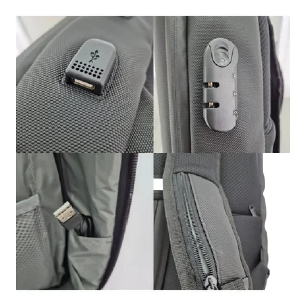 Coverzone Eva Sert Kabuk Motosiklet Sırt Çantası,USB Girişli,Şifreli Kilitli,Notebook,Tablet Bölme 17,3inç - Görsel 5