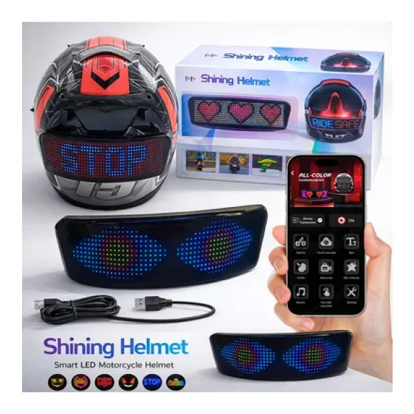 Coverzone Motosiklet-Bisiklet Kask Arkası LED Panel Kask Motorsiklet Aksesuar Bluetooth Uygulamalı - Görsel 3