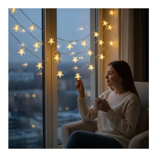 Coverzone 50 Metre LED Işık Yıldız Zinciri Fişli Dekoratif Aydınlatma Ev Oda Balkon Yılbaşı Süsleme Işıkları - Görsel 8