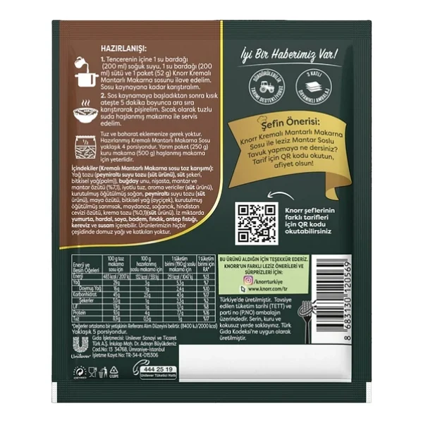 Knorr Makarna Sosu 52gr Kremalı/Mantarlı 96552 - Görsel 2
