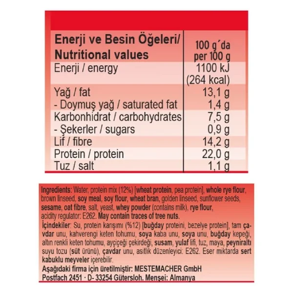 Mestemacher Protein Ekmeği 250 Gr / Alman Ekmeği - Görsel 3