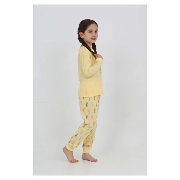 Toontoy Kız Çocuk Tavşan Baskılı Pijama Takım - Görsel 8
