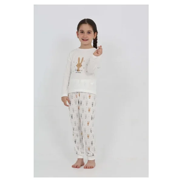 Toontoy Kız Çocuk Tavşan Baskılı Pijama Takım - Görsel 4