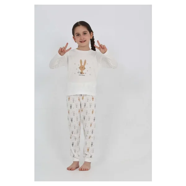 Toontoy Kız Çocuk Tavşan Baskılı Pijama Takım - Görsel 2