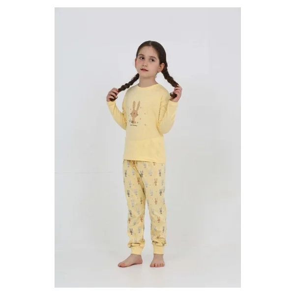 Toontoy Kız Çocuk Tavşan Baskılı Pijama Takım - Görsel 10
