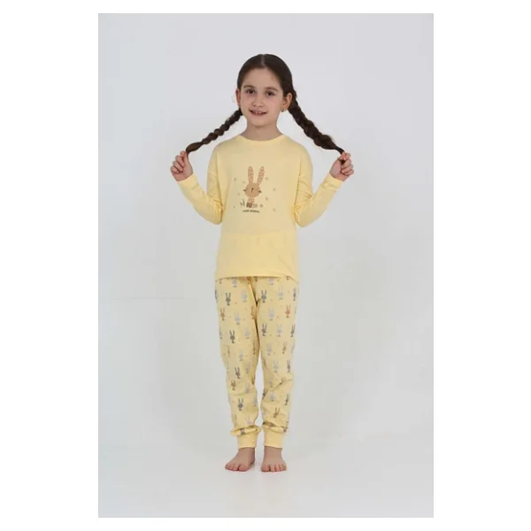 Toontoy Kız Çocuk Tavşan Baskılı Pijama Takım - Görsel 7