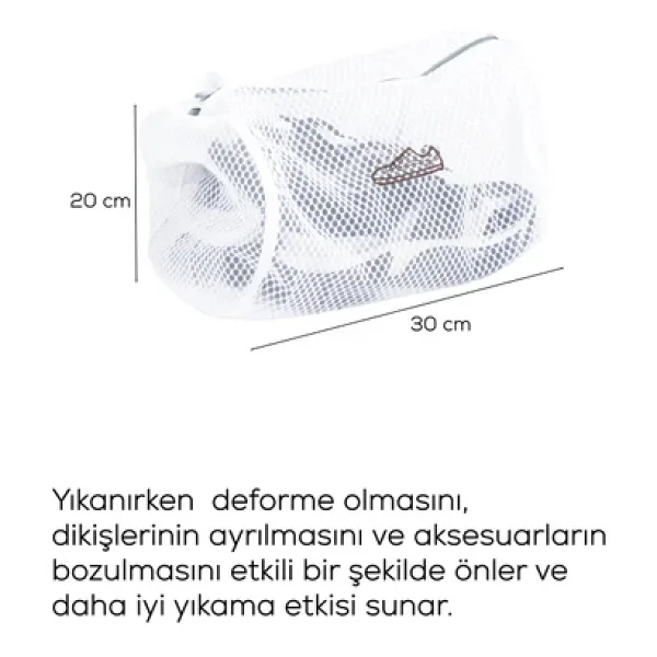Porsima 2li Fermuarlı Bölmeli Çamaşır Ayakkabı Yıkama Filesi Deforme Önleyici Torba File 20x30 Cm - Görsel 4