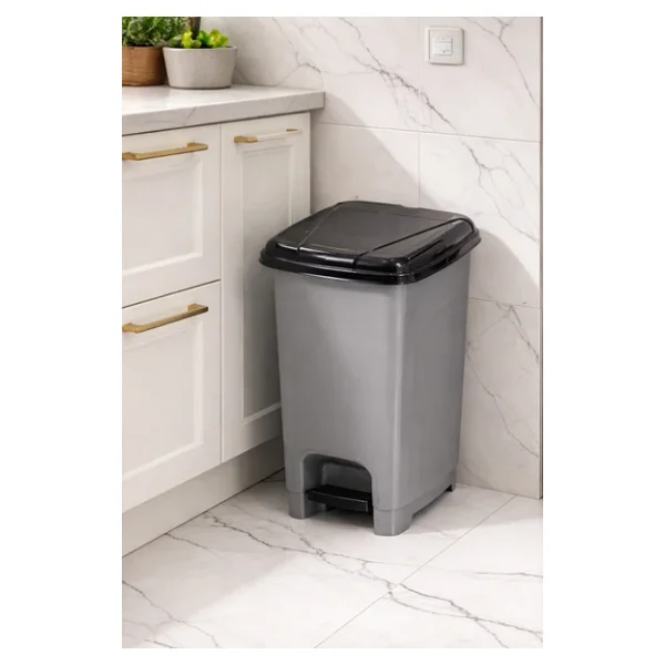 Porsima 0123 Pedallı Metalize Banyo Mutfak Çöp Kovası Siyah Kapaklı Slim Pedallı Çöp Kovası 15 Litre - Görsel 4