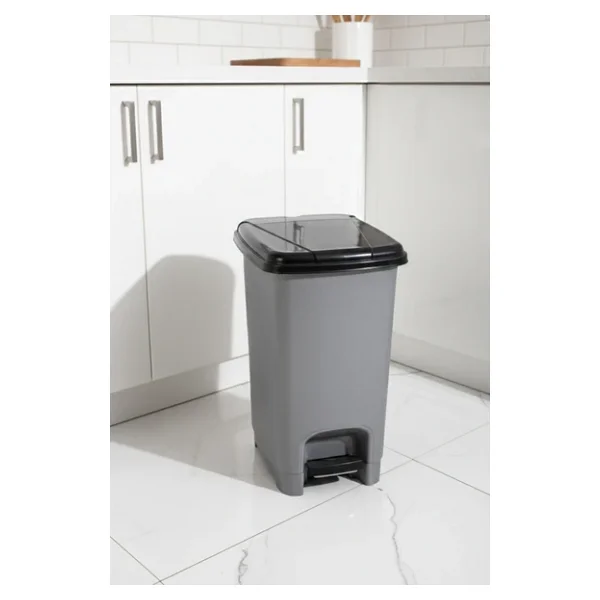 Porsima 0123 Pedallı Metalize Banyo Mutfak Çöp Kovası Siyah Kapaklı Slim Pedallı Çöp Kovası 15 Litre - Görsel 5
