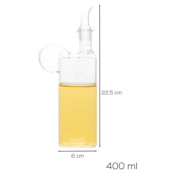 Porsima 408 Kare Borosilikat Cam Yağdanlık Yağlık Sirkelik 400ml - Görsel 3