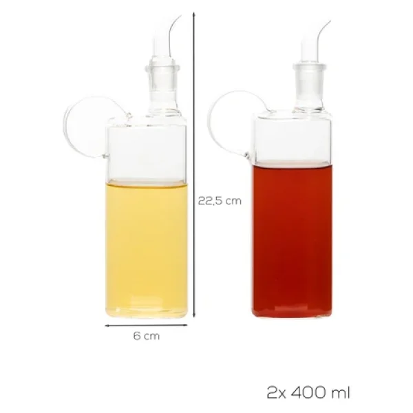 Porsima 408 2li Kare Borosilikat Cam Yağdanlık Yağlık Sirkelik 400ml - Görsel 3