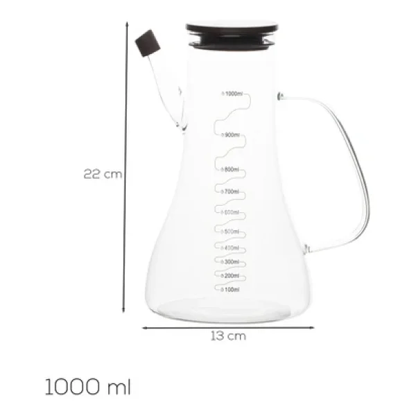 Porsima Lm-0106 Serra Kapaklı Borosilikat Cam Yağlık Sirkelik Yağdanlık 1000ml - Görsel 3