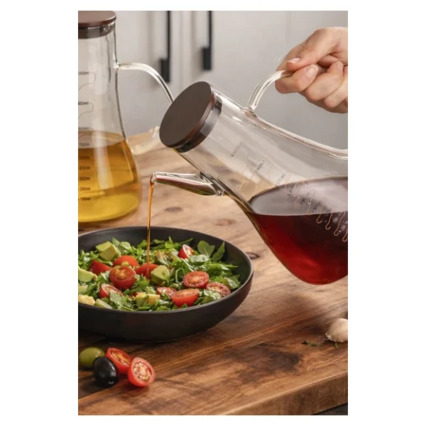 Porsima Lm-0106 Serra Kapaklı Borosilikat Cam Yağlık Sirkelik Yağdanlık 1000ml - Görsel 2
