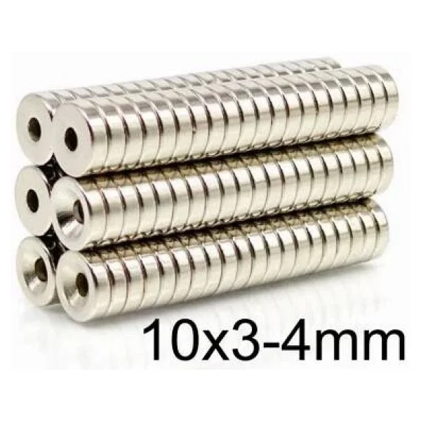 10x3-4mm Havşa Delikli Neodyum Güçlü Mıknatıs - Neodim Magnet - Görsel 3