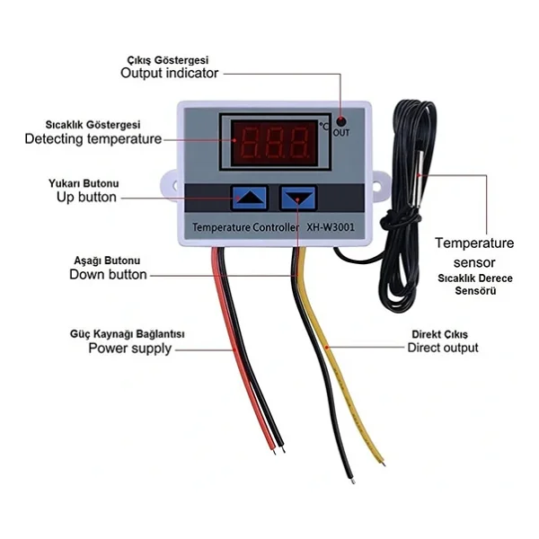 Xh-W3001 220v Ac Dijital Termostat 1500w - Görsel 3
