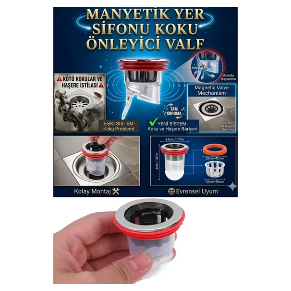 Tuvaletl Banyo Duş Giderleri İçin Süzgeç Çek Valfi Koku Önleyici, Böcek Geçirmez, Çekirdekli - Görsel 6