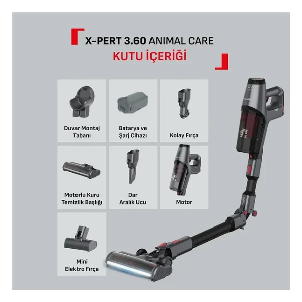 Tefal X-Pert 3.60 Animal Care Ty6993 22 V Bataryalı Dikey Şarjlı Süpürge - Görsel 4